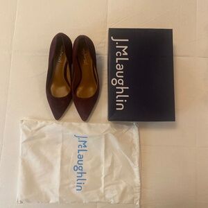 J. McLaughlin Beatrice burgundy suede pumps with leather heel